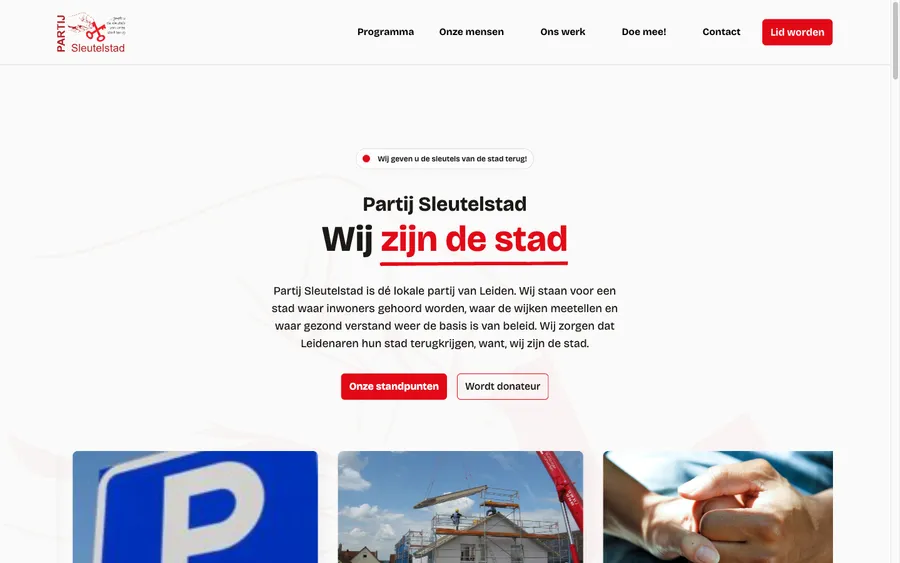 De website van Partij Sleutelstad