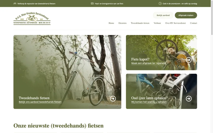 De website van RV Servicedienst