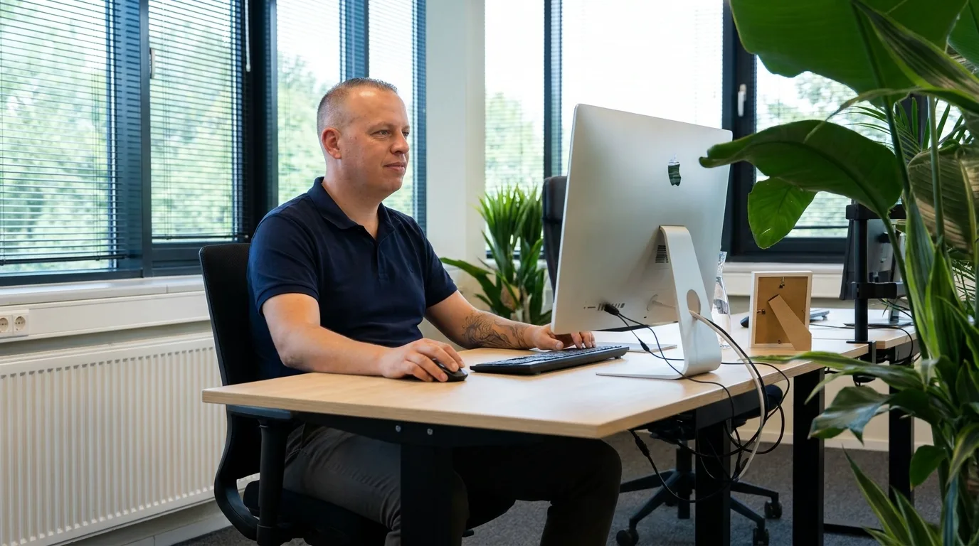 Jordy van Boutio aan het werk